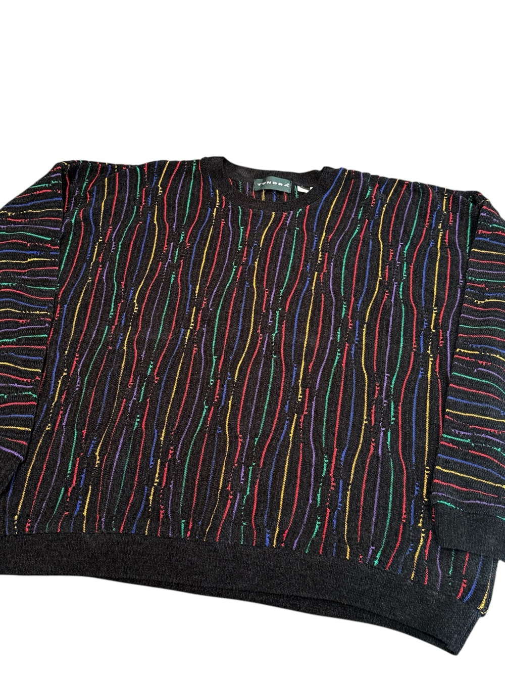Tundra 2XLT rainbow sweater vintage 90s men black